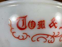 FROM YULE POTTERY EVANSVILLE McKee Glass TOM & JERRY EGGNOG PUNCH BOWL 12 CUPS
