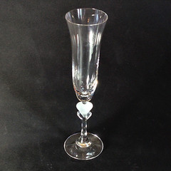 GORHAM AMORE HEART CHAMPAGNE TOASTING FLUTES, Frosted Crystal, 10″, 2PCS, NIB