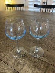 Blue Crystal Wine Glasses 6” Tall 2.5” Wide – They Make The Most Beautiful Sound