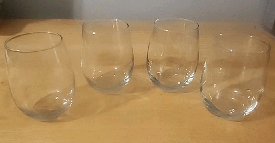 Libbey Stemless Wine Water Beverage Clear Glass 15.25 oz Set Of 4 Glasses