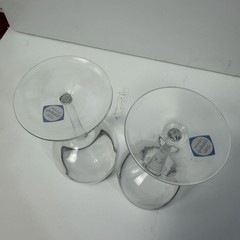 (2) Lenox Weatherly Crystal Wine Glasses with Platinum Rim 7″ Tall NICE