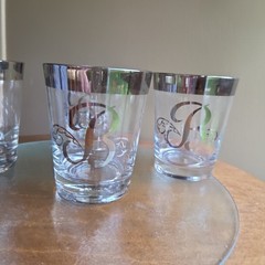 LOT 4 Band Platinum DOF Old Fashioned Glass Monogram Letter B Dorothy Thorpe