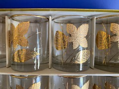 Vintage Hostess Libby Gold Maple Leaf 8 Oz Old Fashioned Glasses