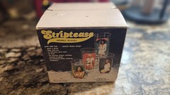 Vintage Striptease Highball Glasses Complete Original Set of 4 Glasses w/Box
