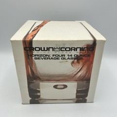 Vtg NOS Crown Corning Glass Drinking Glasses Horizon Bubble Set of 4