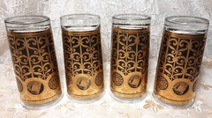 4 ROCK of GIBRALTER Prudential Highball Tumbler Glasses Set VGC 1965 MCM