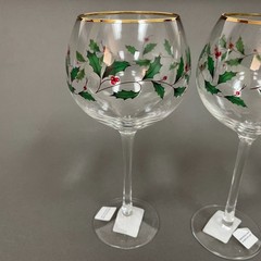 Lenox American by Design Holiday Balloon Holly Berries Glass Glasses Lot of 3
