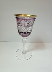 Ebeling & Reuss Marchioness Gold Rim Amethyst Cut To Clear Crystal Cordial Glass