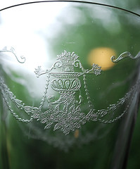 Vtg Set 4 FOSTORIA ‘GARLAND’ Needle Etched Water Goblets/Glasses 8 oz 6.75″ 1915