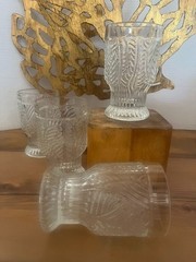 MCM Dansk Bohemian Style 8 oz Tumbler Glasses Set Of 4 Leaf Pattern Vintage