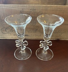 MARC AUREL Nachtmann Vtg Set Of 2 Puzzle Stem Crystal Cordial Glasses Art Deco