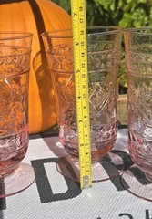Set of 4 MIKASA For Studio Nova ADIRONDACK Pink Footed Iced Tea 6¼” Aztec EUC