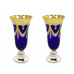 Set of 2 Interglass Italy Crystal Glasses – Cobalt Blue Italian Champagne Flutes