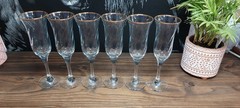 Set Of 6 Royale 24k Gold Rim Champagne Flutes Wine Glasses Hand Decorated 24K