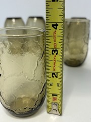 Set of 7 Anchor Hocking Sherwood Leaves Spicy Brown Small 6oz Juice Glasses
