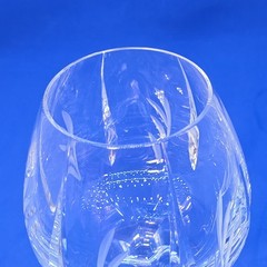 Crystal Brandy Snifter 6 Panel Vertical Cuts In Bowl W/ Etched Leaf Pattern. EC