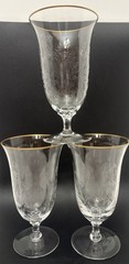 LENOX Crystal FONTAINE Water Goblets Gold Trim Hand Etched Truly Beautiful Set 8