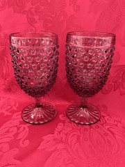NEW FLAWLESS Glass Raised Dots Pair Purple WATER COCKTAIL BEER ICE TEA GOBLETS