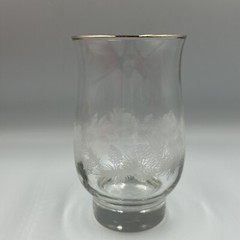 Libby Winter Frosted Pine Cone Gold Rim Christmas Glass Weighted Bottom