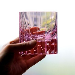 Pink Crystal Glass Rocks Whiskey Glass Popular Glass Cut Clear 8oz For Brandy