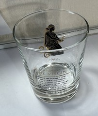 VTG MCM Gold Etching Virgo Zodiac Lowball Bar Glass 4” T