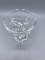 7 Boopie Clear Floral Etched Champagne Glass Berwick Bubble Foot Anchor Hocking