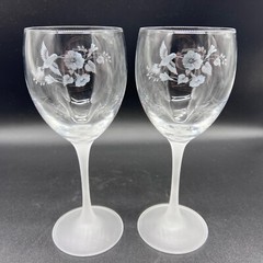 Avon Hummingbird Lead Crystal Set of 2 Water Goblets & 7-7/8″ Pitcher Frosted
