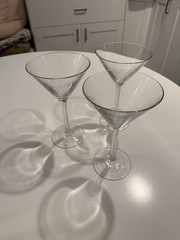 Ralph Lauren Latham Crystal Martini Glasses Set of 3 EUC 7.75” Twisted Stem