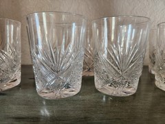 ANTIQUE CUT CRYSTAL TUMBLER SMALL AND LARGE DIAMOND AND FAN GLASS Lot Of 9