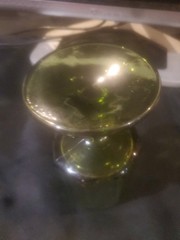 Vintage Olive Green Goblets, Low Stemmed Glasse