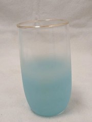 1950 West Virginia Blendo Water Glass Tumbler Frosted Turquoise Gold Party MCM