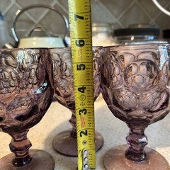 3 Imperial Glass – Provincial Thumbprint Amethyst Purple Goblets – 5 3/4″ Tall