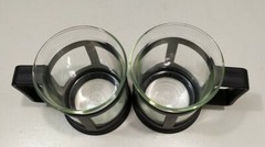Lot 2 Tea Coffee Glasses bistro Cups black plastic handle
