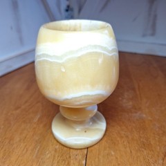 Marble Onyx Alabaster Goblet Carved Natural Stone 5″H X 2.5” Opening X 2.5″Base