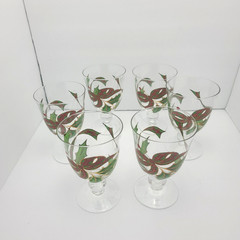 Set of 2 Holiday Plaid Ribbon Iced Tea wine water Glasses Goblet 5 5/8″