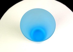 Ombre Art Glass Set Of 4 Blue Satin Frosted 6 1/4″ Highball Collins Glasses 1960