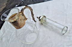 Vtg. Wine Carafe Pitcher and Ice Tube Insert Silver plate