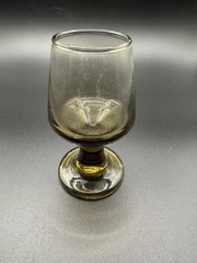 4pc MCM Libbey Tawny Brown Stemmed Shot Cordial Liquor Glasses 2oz 1970’s USA