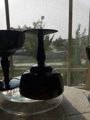 Vintage French Black Opaline 8-Champagne Glasses EXQUISITE & VERY SUPERB! RARE!!