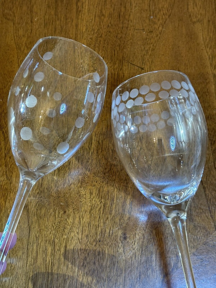 Mikasa Cheers Etched Dots Wine Glasses Long Stem Set of 2