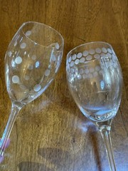 Mikasa Cheers Etched Dots Wine Glasses Long Stem Set of 2