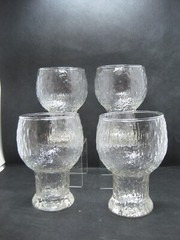 4 Vintage MCM Indiana Glass Glacier Clear Water Goblets 5 1/2 Inches Tall