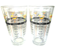 Retro MCM Cocktail Recipe Glasses Barware set of 2 each 16.2 oz