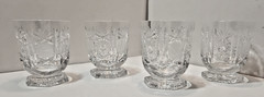 Vtg Bohemian Traunkristall Belvedere Cut Crystal Glasses Set of 4 3.75″ Tall