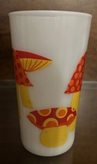 Vintage Mcm Hazel Atlas Mushroom Milk Glass Tumbler Art Deco Gala Glass