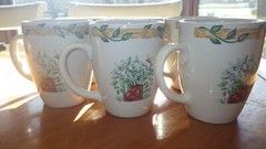 Birdhouse Coffee Cups Mugs Thomson Pottery 6 11 oz to Brim Bird Mugs EUC