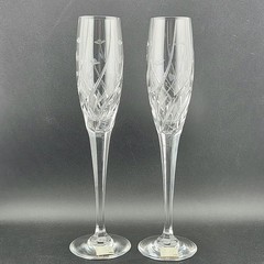 NWT Set Of 2 Mikasa Crystal English Garden Champagne Flutes 10-3/4”