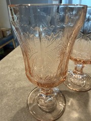 4 Vintage Indiana Glass Pink Madrid Recollection Water Goblet 6 1/2”