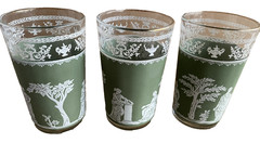 Wedgwood Green Jeanette Hellenic 3 3/4″ 4 oz Glasses Set of 3