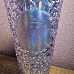 Starbucks Iridescent Clear Plastic Tumbler 24oz 710ml Glossy Round with Straw